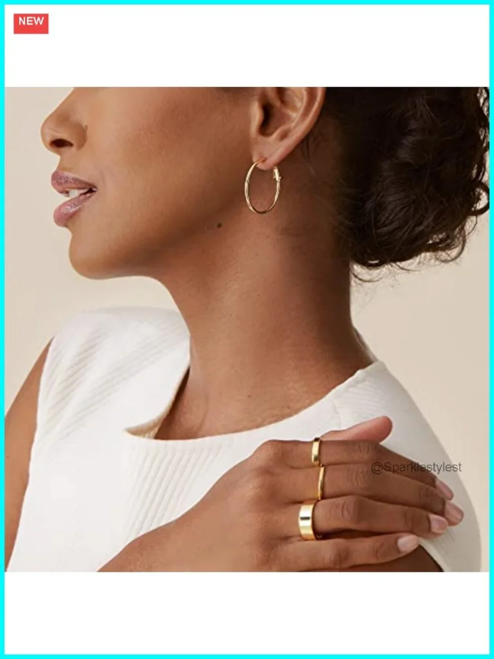 14K Gold Plated Hoop Earrings Paddle Back Hypoallergenic 30mm Everyday
